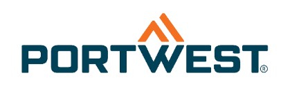 Logo des Herstellers Portwest mit dunkelblauer Schrift und orangem Doppeldreieck darüber.