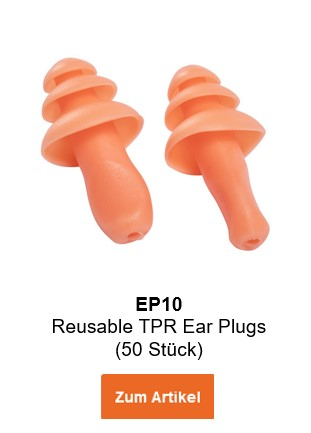 Bild der EP10 Reusable TPR Ear Plugs in Orange mit hinterlegtem Link, der zur Artikelseite führt.