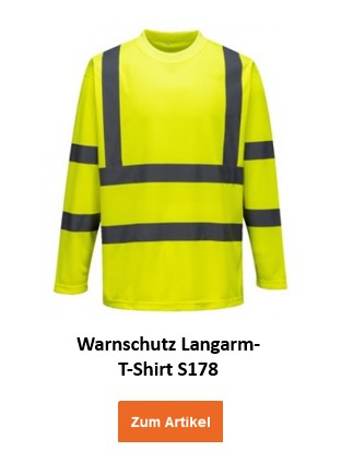 Bild des Warnschutz Langarm-T-Shirts S178 in Gelb mit hinterlegtem Link, der zur Artikelseite führt.